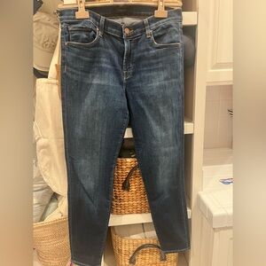 J Brand Blue Ankle Cropped Jeans with Faded‎ Indigo